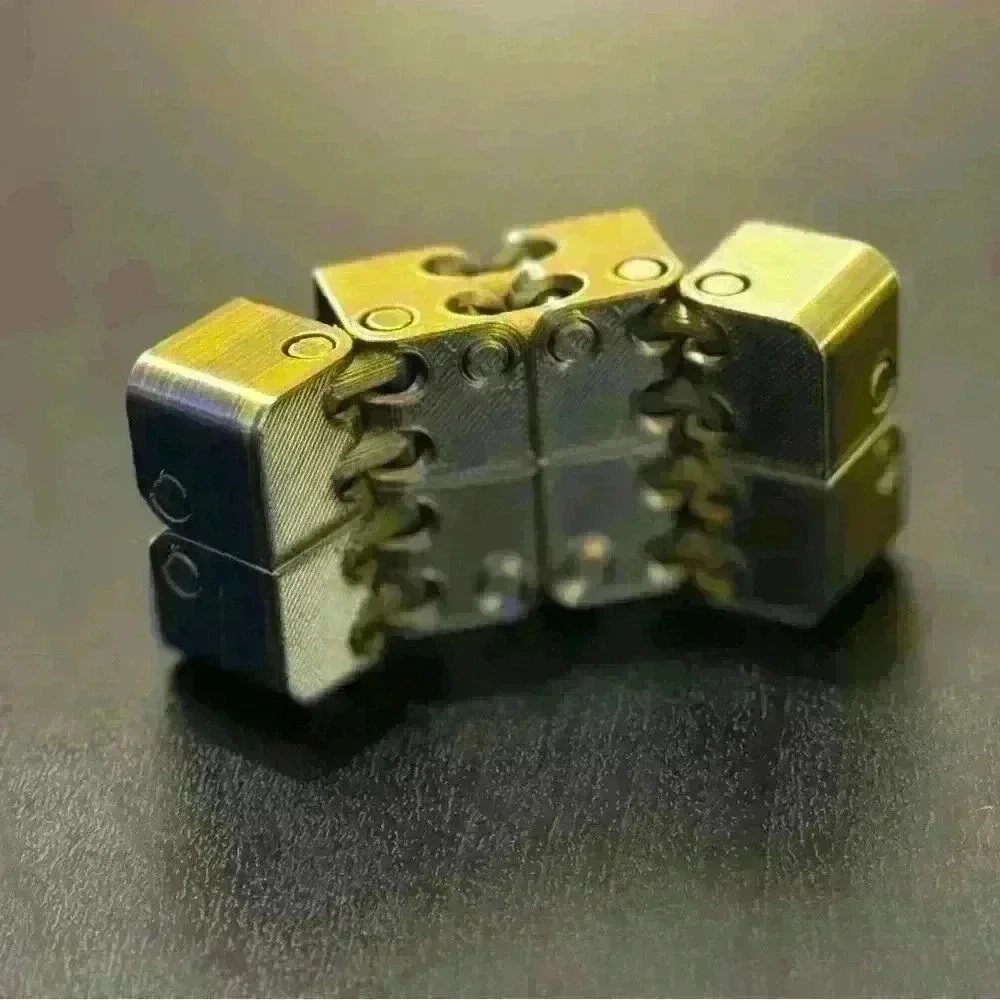 Handmade 3D Printed Metallic Fidget Infinity Cube, Great for Steampunk Decor